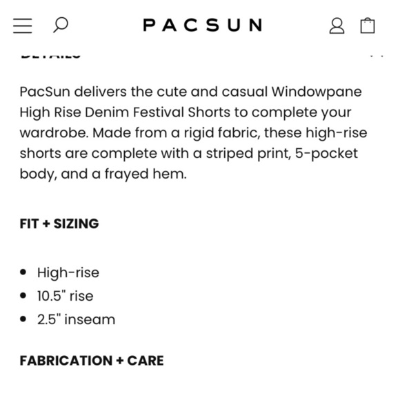 Pacsun high rise striped denim festival shorts windowpane in null size 26 - Picture 12 of 13